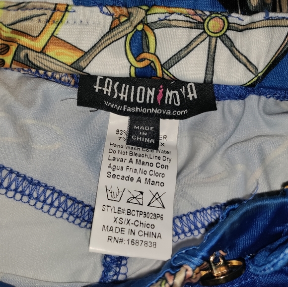 🆕Fashion Nova | Womens Blue & Gold Chain Link Print Leggings Size XS - Picture 10 of 10